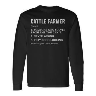 Cattle Farmer Definition Cattle Rancher Farm Humor Long Sleeve T-Shirt - Thegiftio UK