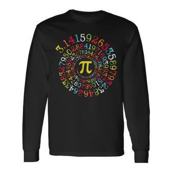 Pi Day Spiral Pi Math Numbers Teachers Students Long Sleeve T-Shirt - Thegiftio
