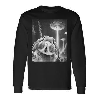 Rabbit Alien Ufo Taking A Selfie Animal Lover Long Sleeve T-Shirt - Monsterry
