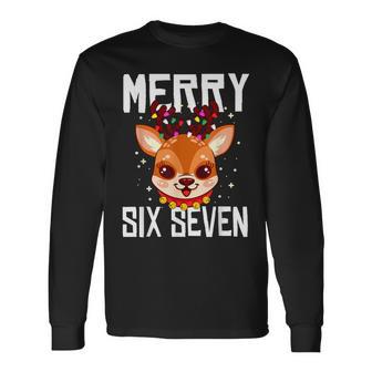 Reindeer Merry Six Seven Christmas 67 Meme Xmas Boys Long Sleeve T-Shirt - Thegiftio UK