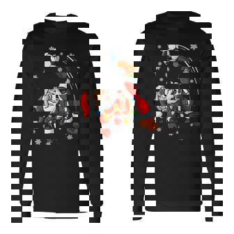 Retro Santa Playing Soccer Pjs Christmas Xmas Boy Long Sleeve T-Shirt - Thegiftio