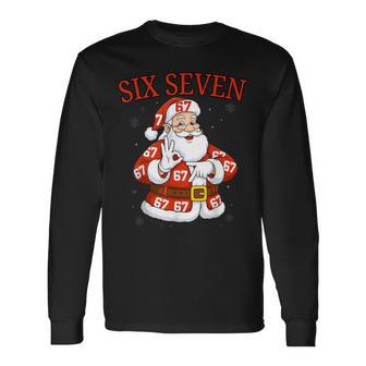 Santa 67 Six Seven Meme Christmas Holiday Long Sleeve T-Shirt - Thegiftio UK