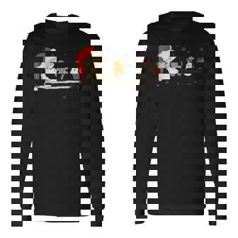 Santa Cookie Chasing Gingerbread Man Cookie Costume Long Sleeve T-Shirt - Thegiftio