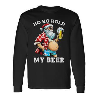 Santa With Sunglasses And Beer Christmas Long Sleeve T-Shirt - Thegiftio UK