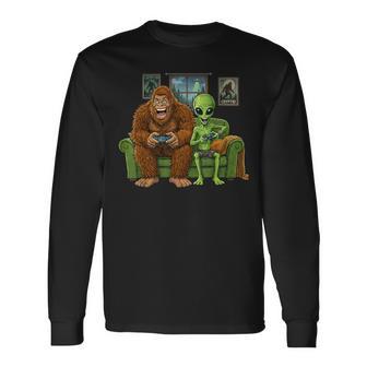 Sasquatch Bigfoot Alien Video Games Boys Gaming Long Sleeve T-Shirt - Thegiftio UK