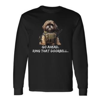 Shih Tzu Dog Dad Ring That Doorbell Dog Long Sleeve T-Shirt - Thegiftio UK