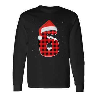 Six Seven 6 7 Meme 67 Christmas Red Plaid Xmas Pajamas Long Sleeve T-Shirt - Thegiftio UK
