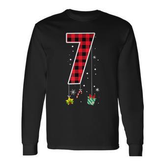 Six Seven 6 7 Meme Saying Couples Christmas Red Plaid Long Sleeve T-Shirt - Thegiftio UK
