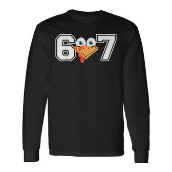 Six Seven 67 Turkey Face Thanksgiving Matching Family Long Sleeve T-Shirt - Thegiftio UK