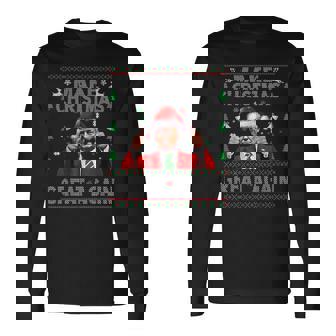 Trump Dance Merry Christmas Ugly Xmas Sweater Pajamas Long Sleeve T-Shirt - Thegiftio