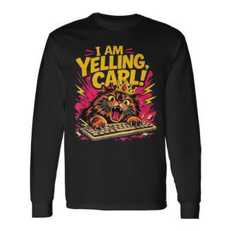 I Am Yelling Carl Donut Cat Meme Long Sleeve T-Shirt - Thegiftio UK