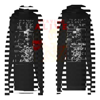 kulltaying Alive スケルトン ドリンクコーヒー 長袖Tシャツ - Kawaiitshirt