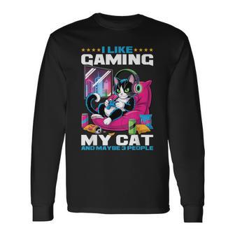 Gamer Gaming Cat Video Game Long Sleeve T-Shirt - Seseable