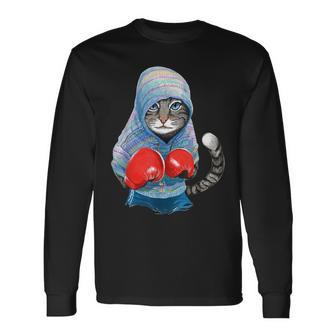 Gato En Traje De Boxeo Camiseta de manga larga - Regaloses