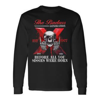 Gen X Badass Generation Lustigeskelett Gen X Est 1977 Langarmshirts - Geschenkecke