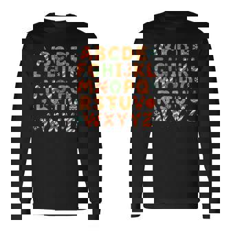 Gingerbread Candy Cane Alphabet Christmas Letters Fans Long Sleeve T-Shirt | Seseable FR