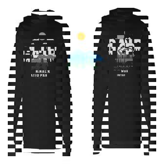 Glacier National Park Montana USA Retro Vintage Nature Long Sleeve T-Shirt | Mazezy