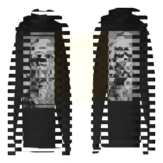 Golden Retriever With Sunglasses Retro Christmas Festive Dog Long Sleeve T-Shirt | Mazezy