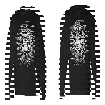 Gothic Medusa Greek Mythology Blackwork Long Sleeve T-Shirt - Thegiftio