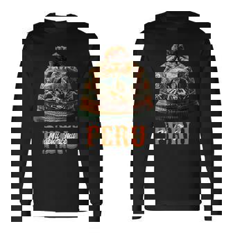 Grafico マルチカラー Chullo Peruano Machu Pichu 長袖Tシャツ - Kawaiitshirt