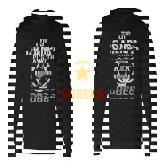 This Grandpa Plays With Horses Equestrian Western Long Sleeve T-Shirt | Mazezy