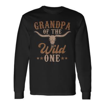 Grandpa Of The Wild One Cowboy Western Rodeo Party Matching Long Sleeve T-Shirt - Thegiftio UK