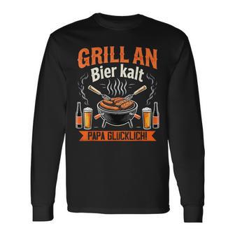 Grill Bier Papaatertag Familie Papa Grillen Für Männer Langarmshirts - Seseable