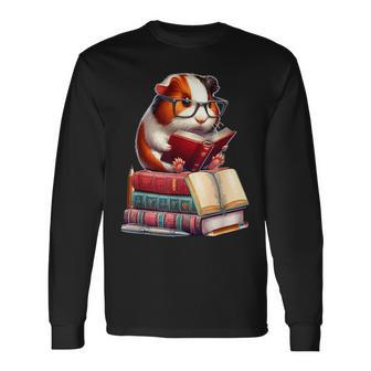 Guinea Pig Reading Books Matching Bookworm Readers Librarian Long Sleeve T-Shirt - Thegiftio UK
