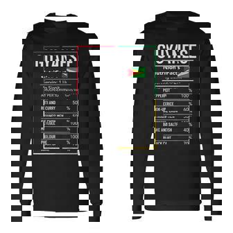 Guyanese Nutrition Facts Guyana Pride Long Sleeve T-Shirt - Monsterry