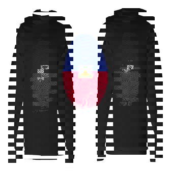 Haiti Flag Fingerprint Haitian For Haitians 長袖Tシャツ - Kawaiitshirt