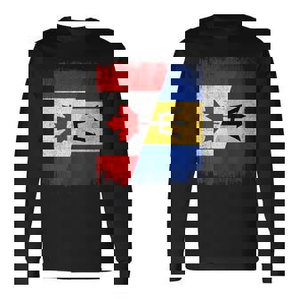 Half Canada Barbados Flag Canadian Barbadian Pride Roots Long Sleeve T-Shirt | Mazezy