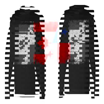 Half Canada Panama Flag Canadian Panamanian Pride Roots Long Sleeve T-Shirt | Mazezy
