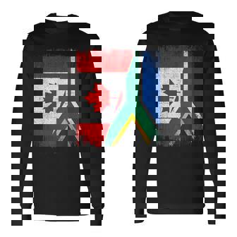 Half Canada South Africa Flag Canadian African Pride Roots Long Sleeve T-Shirt | Mazezy