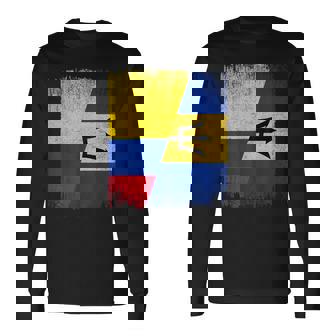 Half Colombia Barbados Flag Colombian Barbadian Pride Roots Long Sleeve T-Shirt | Mazezy