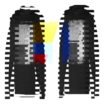 Half Colombia Honduras Flag Colombian Honduran Pride Roots Long Sleeve T-Shirt | Mazezy