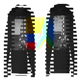 Half Colombia South Africa Flag Colombian African Pride Root Long Sleeve T-Shirt | Mazezy
