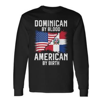 Half Dominican Half American Usa Flag Dominican Republic Long Sleeve T-Shirt - Thegiftio UK