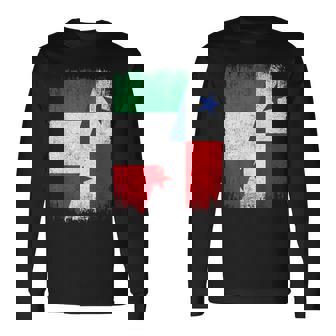 Half Italy Panama Flag Italian Panamanian Pride Roots Long Sleeve T-Shirt | Mazezy