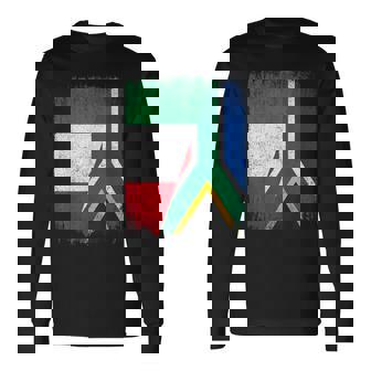 Half Italy South Africa Flag Italian African Pride Roots Long Sleeve T-Shirt | Mazezy