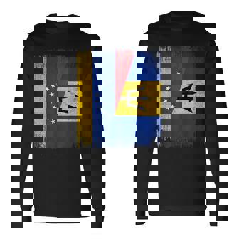 Half Venezuela Barbados Flag Venezuelan Barbadian Roots Long Sleeve T-Shirt | Mazezy