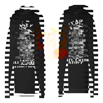 Halloween Maine Coon Cat Witch Costume Halloween Cat Long Sleeve T-Shirt | Mazezy