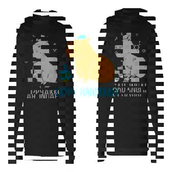 Hanukkah Capybara Dreidel Game Cute Cappy Hanukkah Long Sleeve T-Shirt - Monsterry