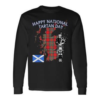 Happy National Tartan Day Stewart Clan Scottish Heritage Long Sleeve T-Shirt - Thegiftio