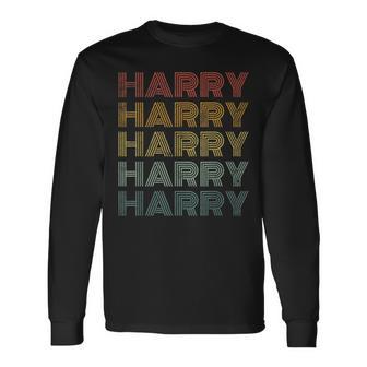 Harry Repeated Vintage Harry Name Long Sleeve T-Shirt - Thegiftio UK
