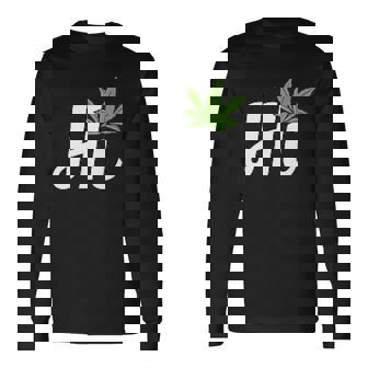 Hi Hello マリファナの葉 ハッピーファニー大麻 ウィード パイナップル 長袖Tシャツ - Kawaiitshirt