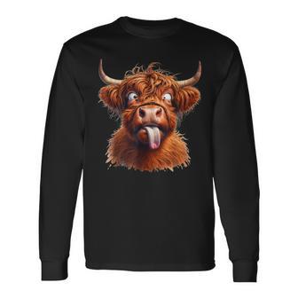 Highland Kuh Tiermotiv Lustiges Hochlandrind Kuhmotiv Langarmshirts - Geschenkecke
