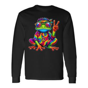 Hippie Tie-Dye Frog 70S Party & 60S Costume Peace Sign Long Sleeve T-Shirt - Thegiftio UK