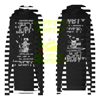 Hippity Hoppity Get Off My Property 面白いカエルミームギフト 長袖Tシャツ - Kawaiitshirt