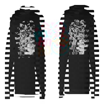 Ho Ho Ho Santa Coquette Bow Leopard Merry Christmas Holiday Long Sleeve T-Shirt | Seseable CA