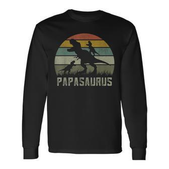 Hombre T-Rex Dino 2 Camisas Para Niños Rawr Grandpa Papasaurus Dinosaur Camiseta de manga larga - Regaloses